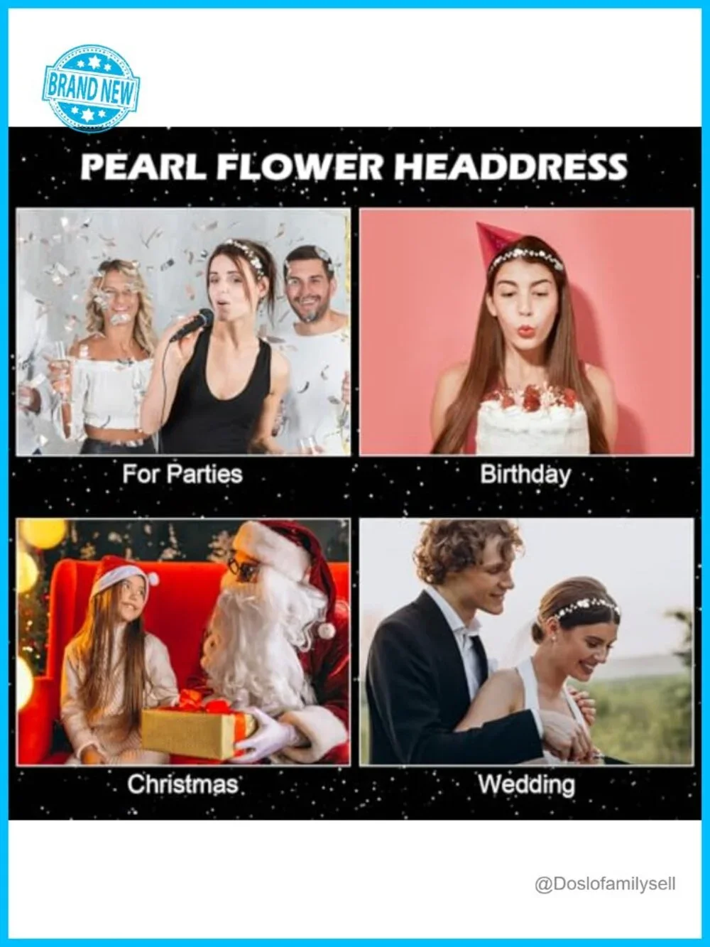 Orchid Pearl Headpiece, Adjustable Rhinestone Headband for Wedding, Party &